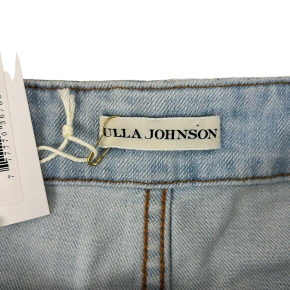 Ulla Johnson Denim Shorts Size 10 High Waist Button Fly Light Wash NWT - Picture 4 of 6